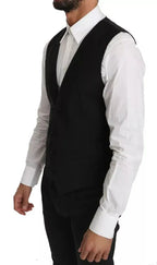Dolce & Gabbana Black Wool Logo Waistcoat Vest - Zeiniez