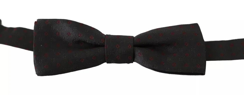 Dolce & Gabbana Gray Dotted Silk Adjustable Neck Bow Tie - Zeiniez