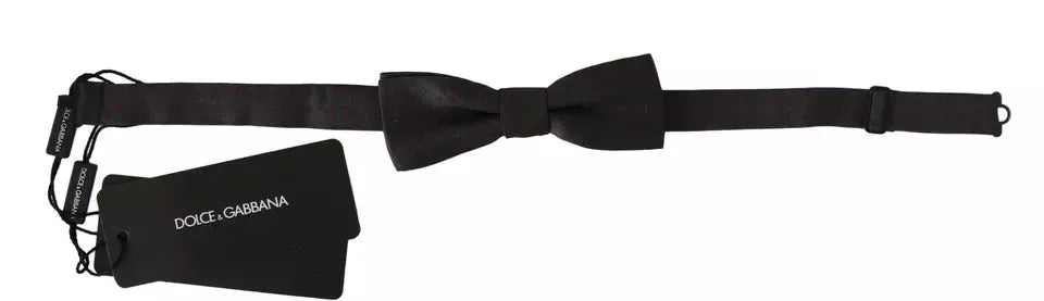 Dolce & Gabbana Gray Dotted Silk Adjustable Neck Bow Tie - Zeiniez