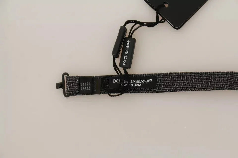 Dolce & Gabbana Gray Pattern Silk Adjustable Neck Bow Tie - Zeiniez