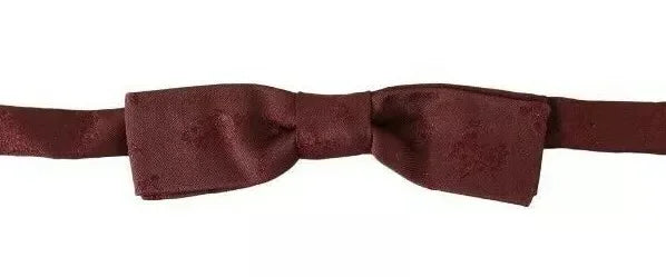 Dolce & Gabbana Bordeaux Silk Floral Faille Adjustable Bow Tie - Zeiniez