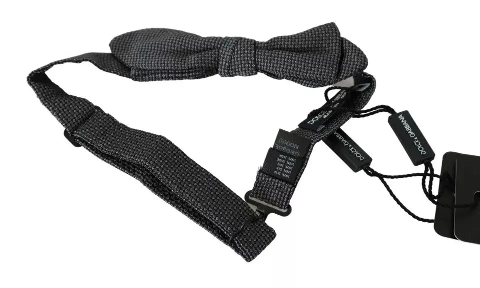 Dolce & Gabbana Gray Silk Patterned Mens Necktie Bow Tie - Zeiniez