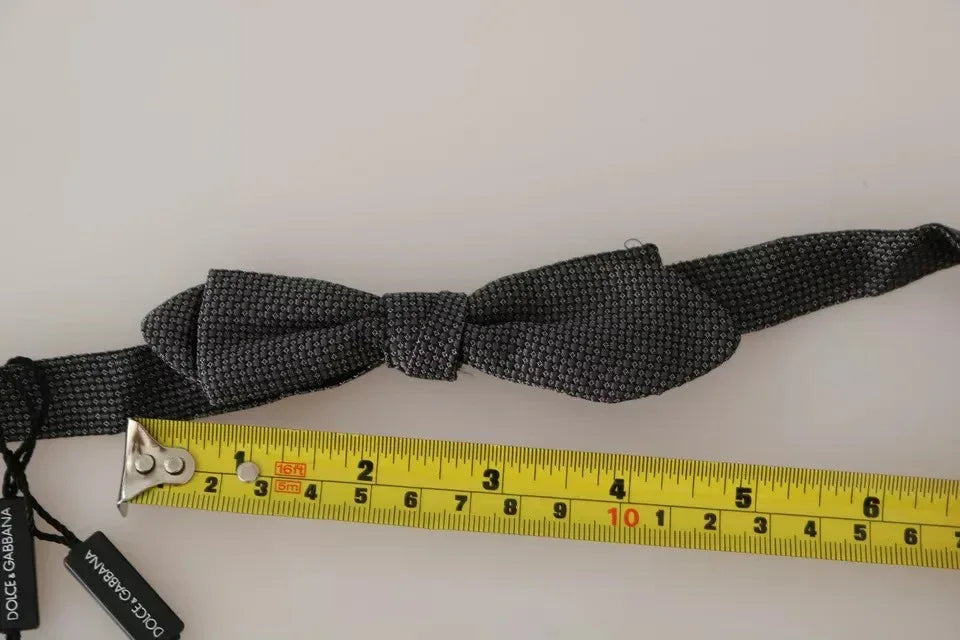 Dolce & Gabbana Gray Silk Patterned Mens Necktie Bow Tie - Zeiniez