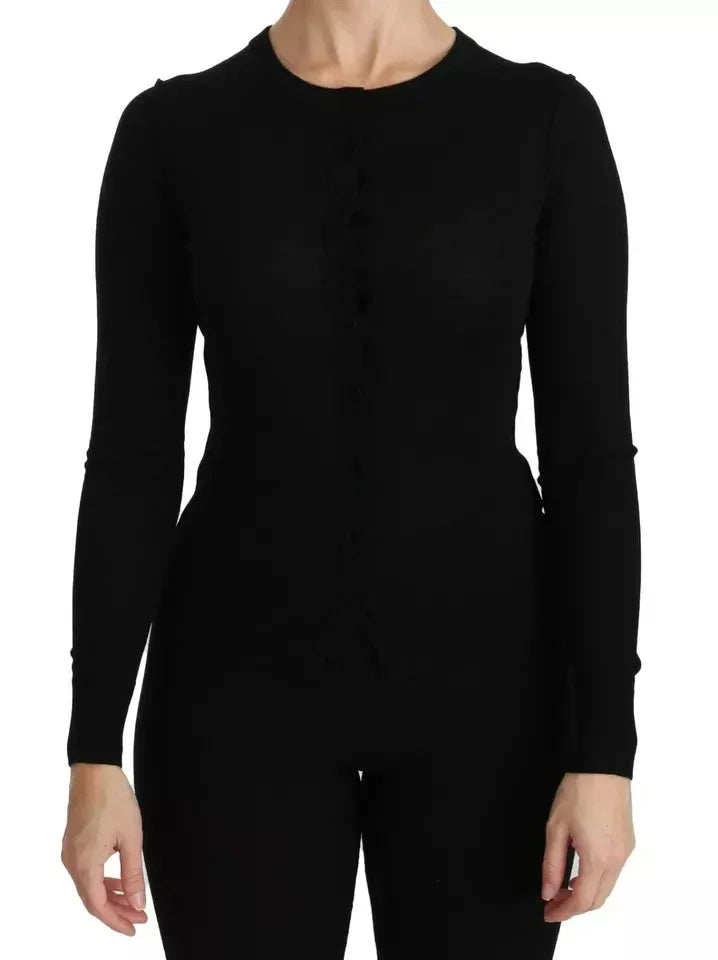 Dolce & Gabbana Black Virgin Wool Long Sleeve Top Blouse Top - Zeiniez
