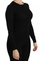 Dolce & Gabbana Black Virgin Wool Long Sleeve Top Blouse Top - Zeiniez