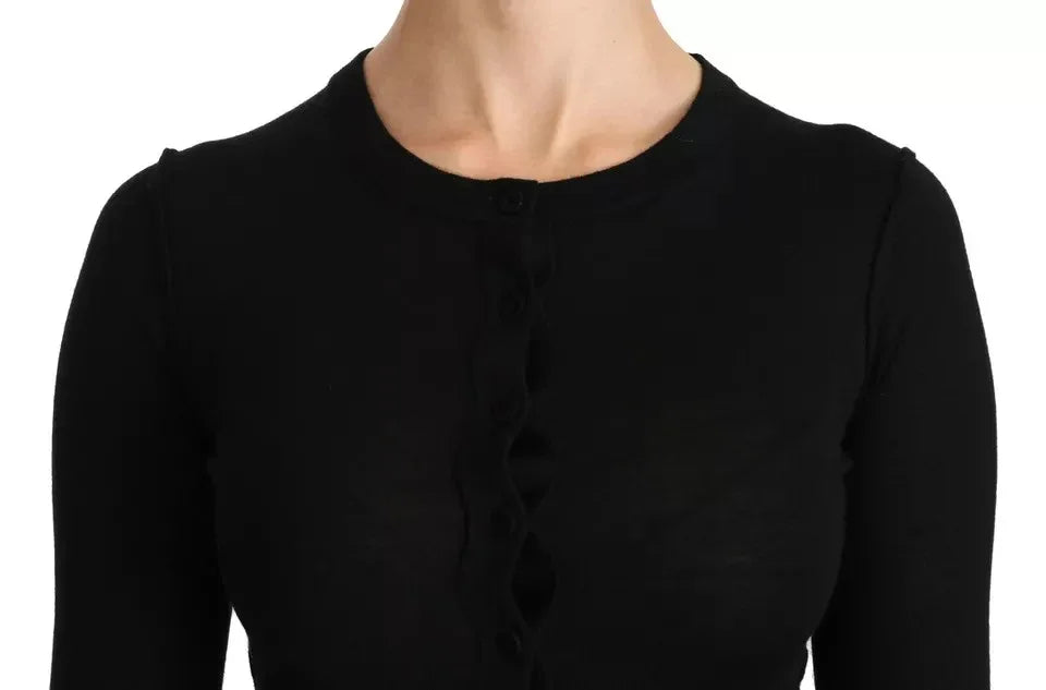 Dolce & Gabbana Black Virgin Wool Long Sleeve Top Blouse Top - Zeiniez