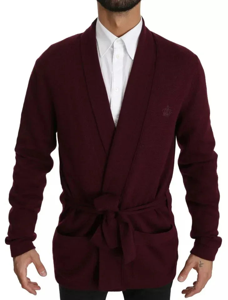 Dolce & Gabbana Bordeaux Cashmere Crown Cardigan Sweater - Zeiniez