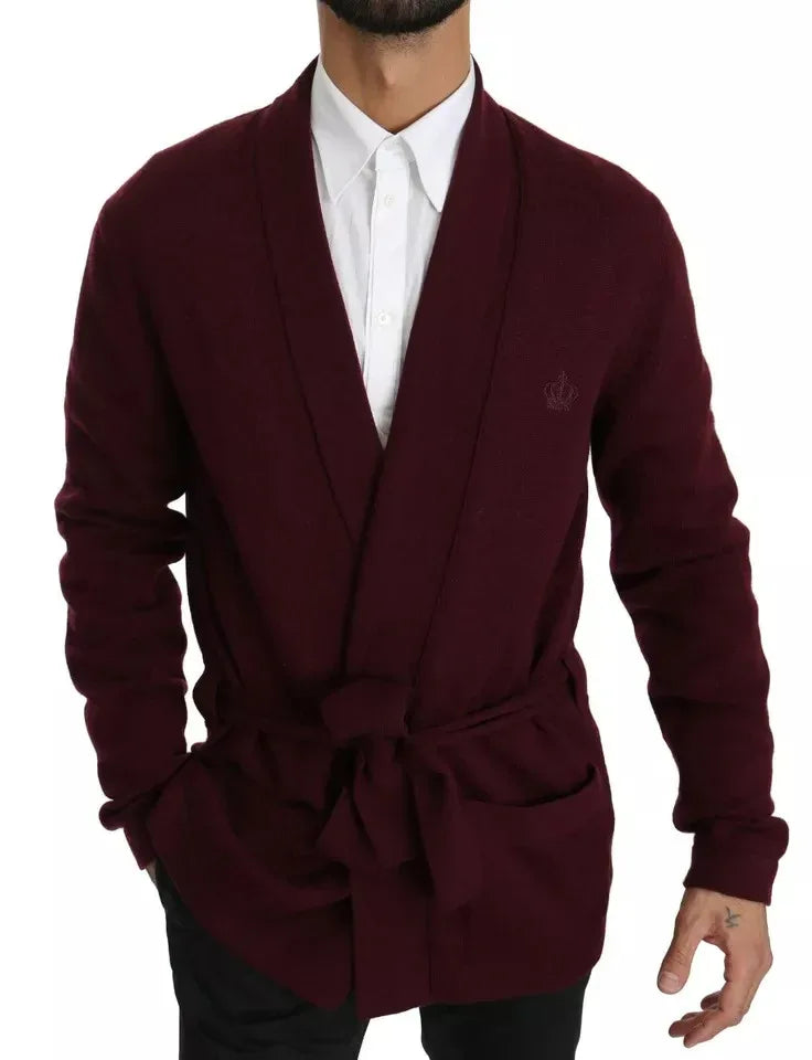 Dolce & Gabbana Bordeaux Cashmere Crown Cardigan Sweater - Zeiniez
