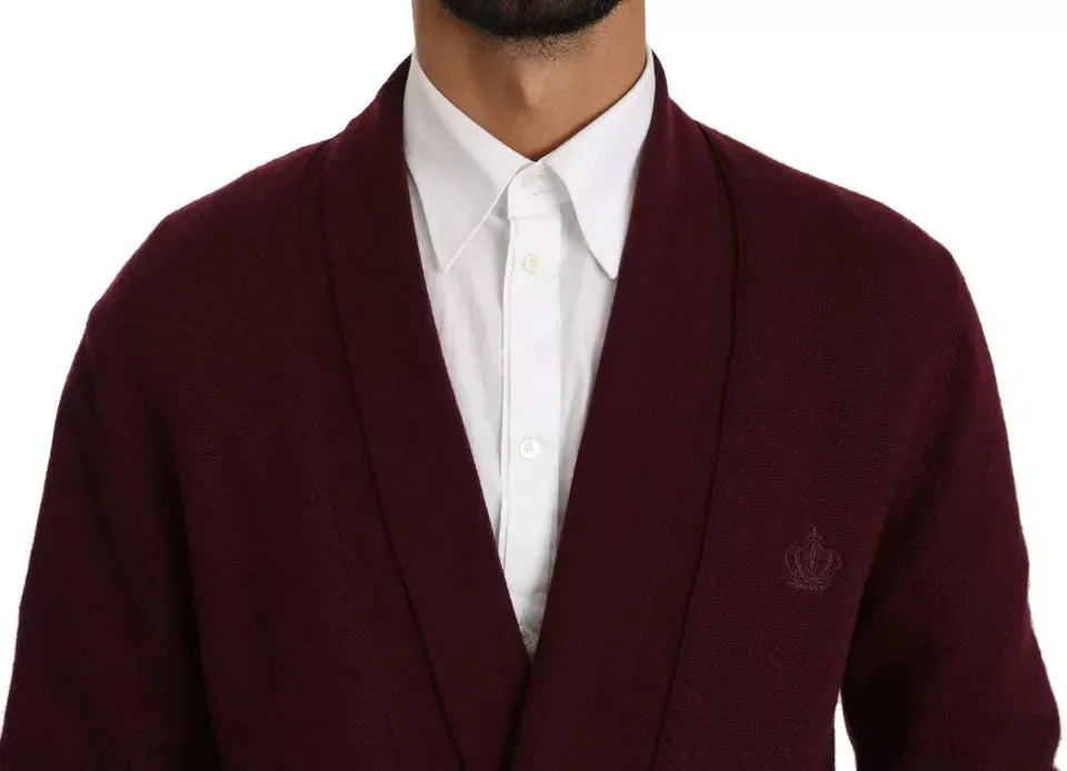 Dolce & Gabbana Bordeaux Cashmere Crown Cardigan Sweater - Zeiniez