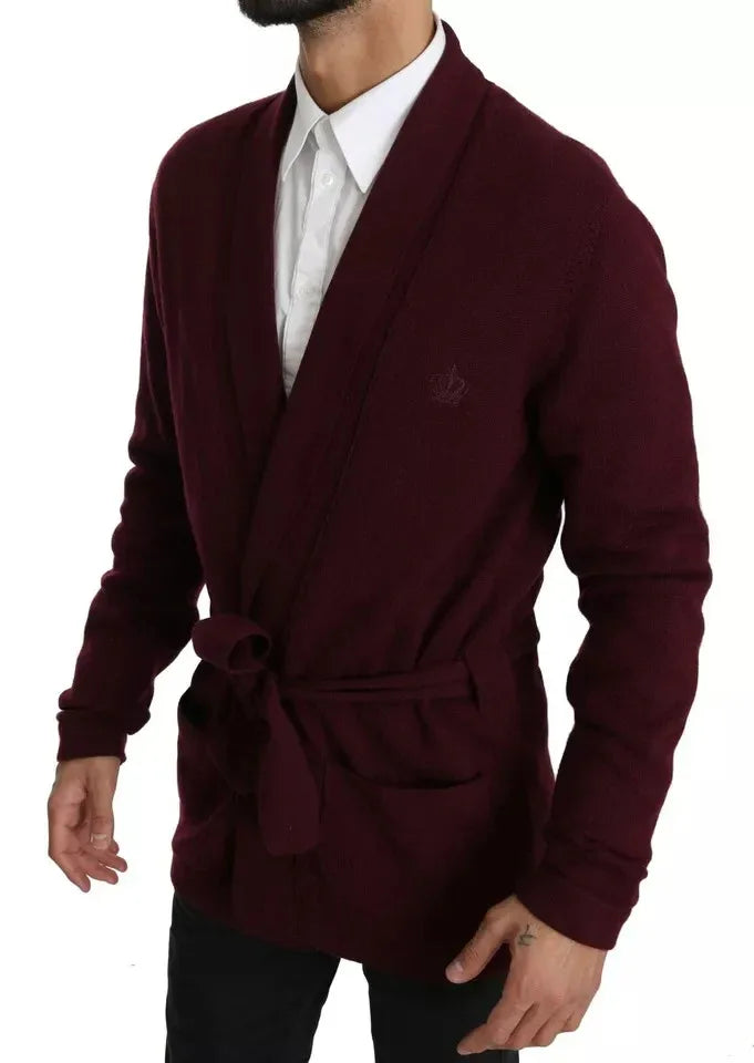 Dolce & Gabbana Bordeaux Cashmere Crown Cardigan Sweater - Zeiniez