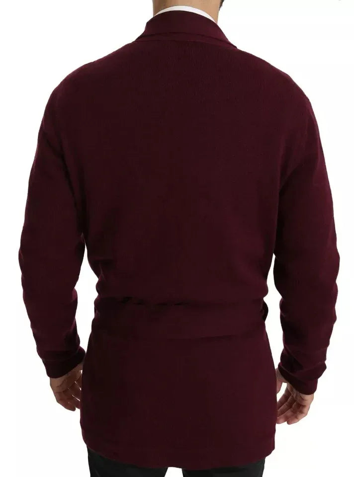 Dolce & Gabbana Bordeaux Cashmere Crown Cardigan Sweater - Zeiniez