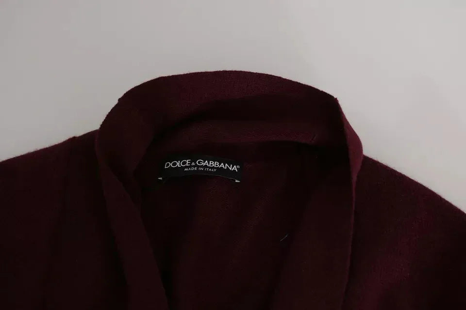Dolce & Gabbana Bordeaux Cashmere Crown Cardigan Sweater - Zeiniez