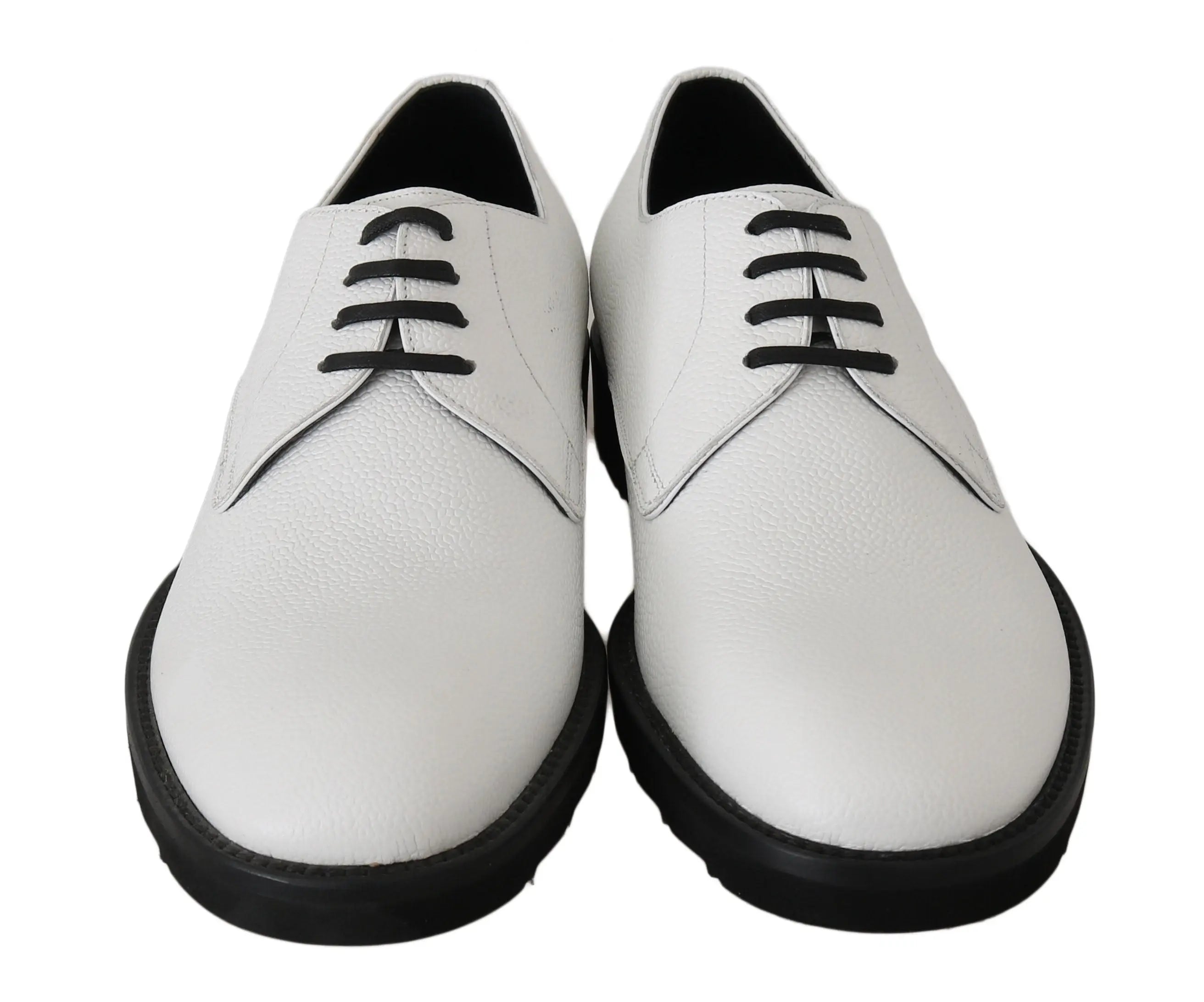 Dolce & Gabbana White Leather Derby Dress Formal Shoes - Zeiniez