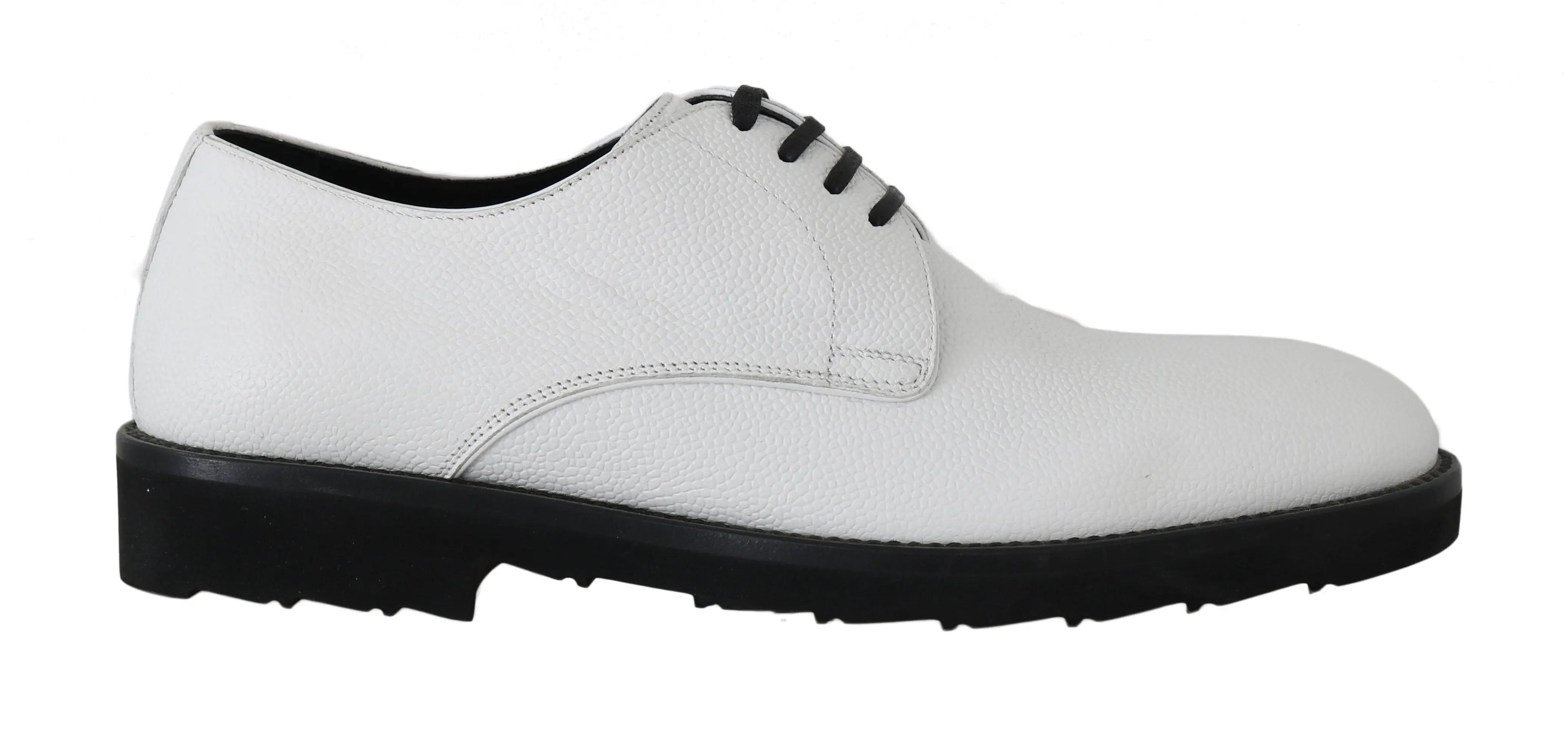 Dolce & Gabbana White Leather Derby Dress Formal Shoes - Zeiniez