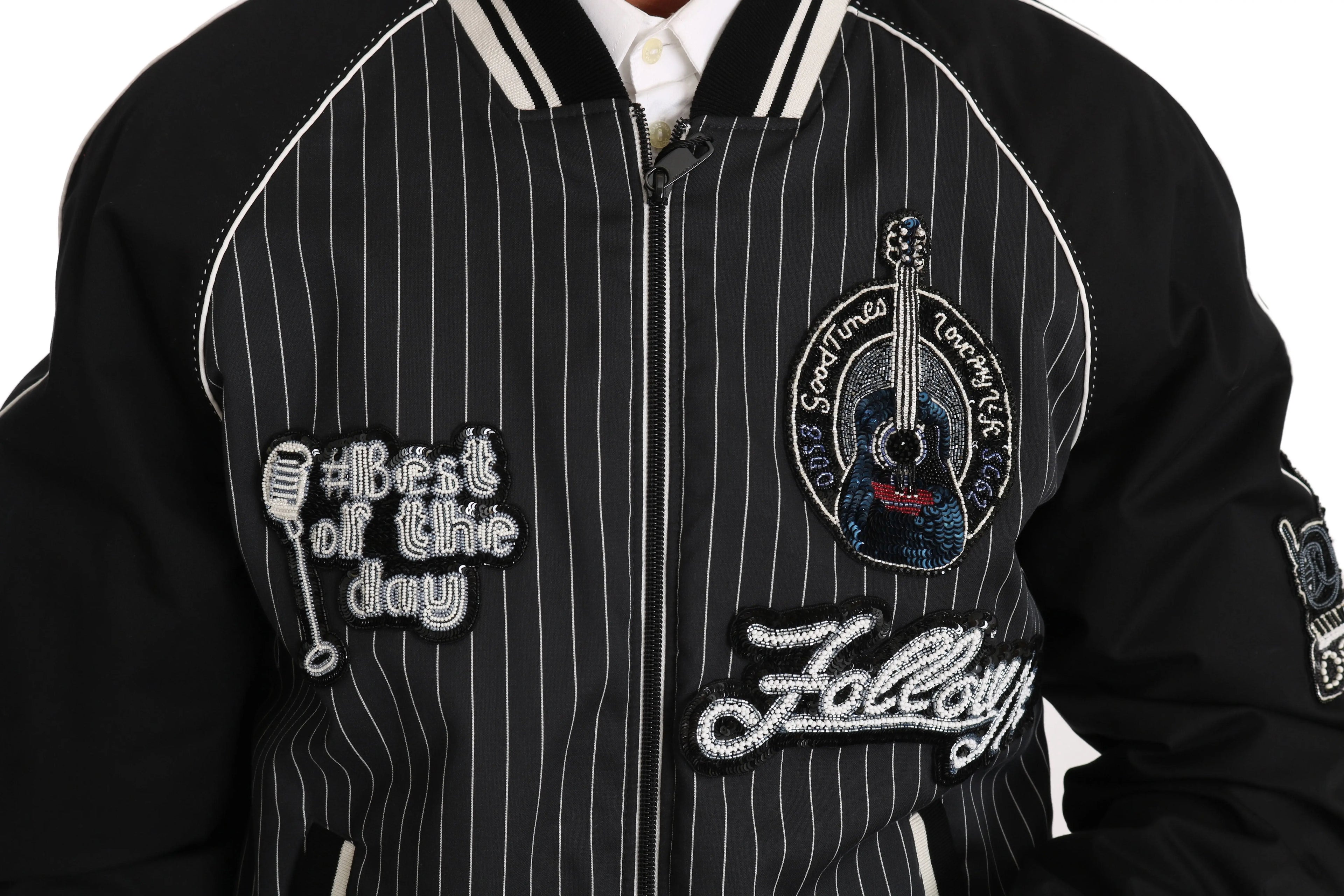 Dolce & Gabbana Black DD58 SG62 Sequined Beaded Jacket - Zeiniez