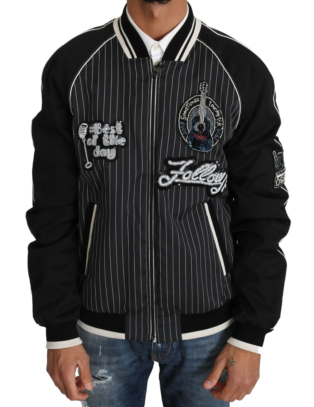 Dolce & Gabbana Black DD58 SG62 Sequined Beaded Jacket - Zeiniez