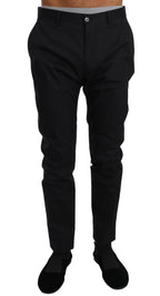 Dolce & Gabbana Black Cotton Stretch Formal Trousers Pants - Zeiniez