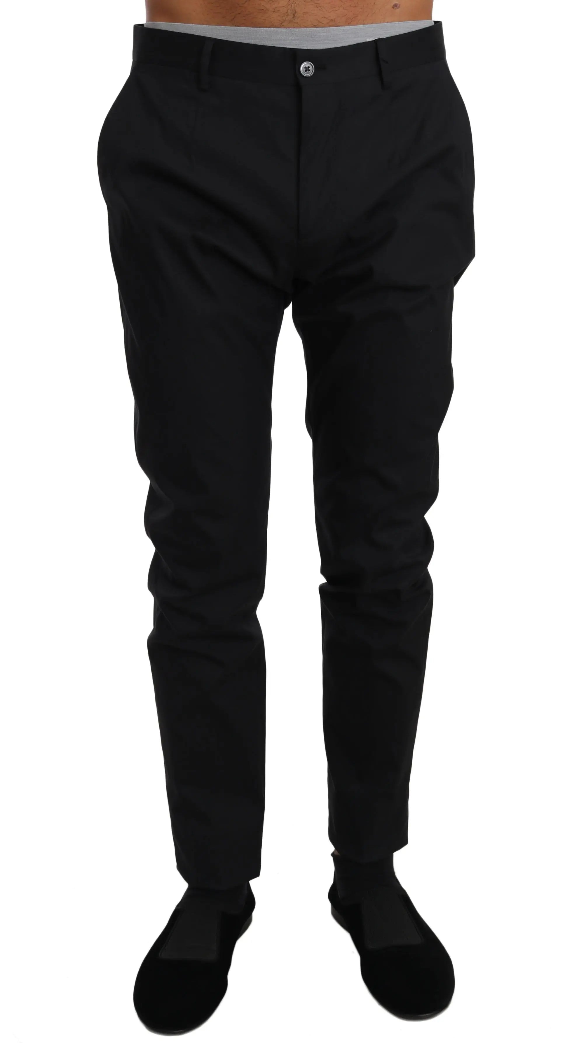 Dolce & Gabbana Black Cotton Stretch Formal Trousers Pants - Zeiniez