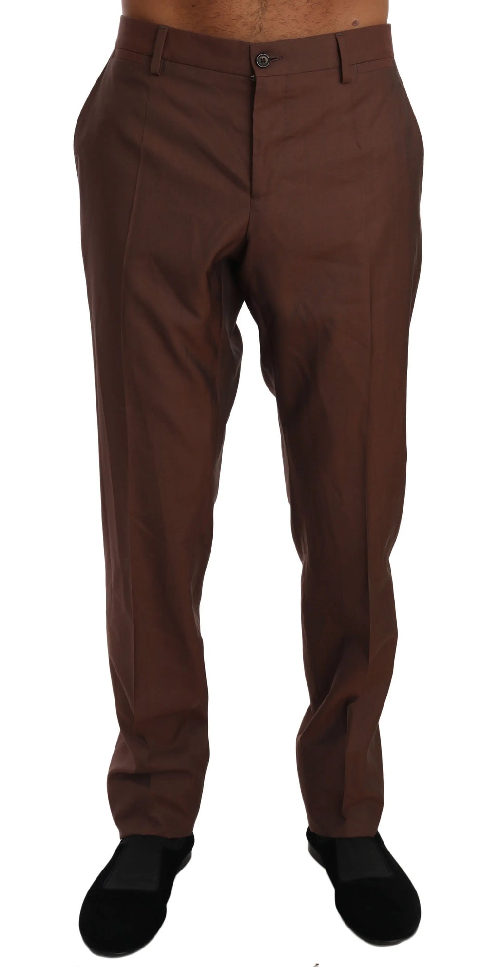 Dolce & Gabbana Brown Wool Silk Formal Trousers Pants - Zeiniez