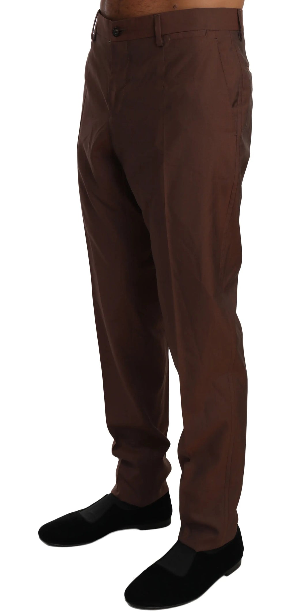 Dolce & Gabbana Brown Wool Silk Formal Trousers Pants - Zeiniez