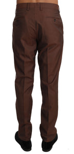 Dolce & Gabbana Brown Wool Silk Formal Trousers Pants - Zeiniez