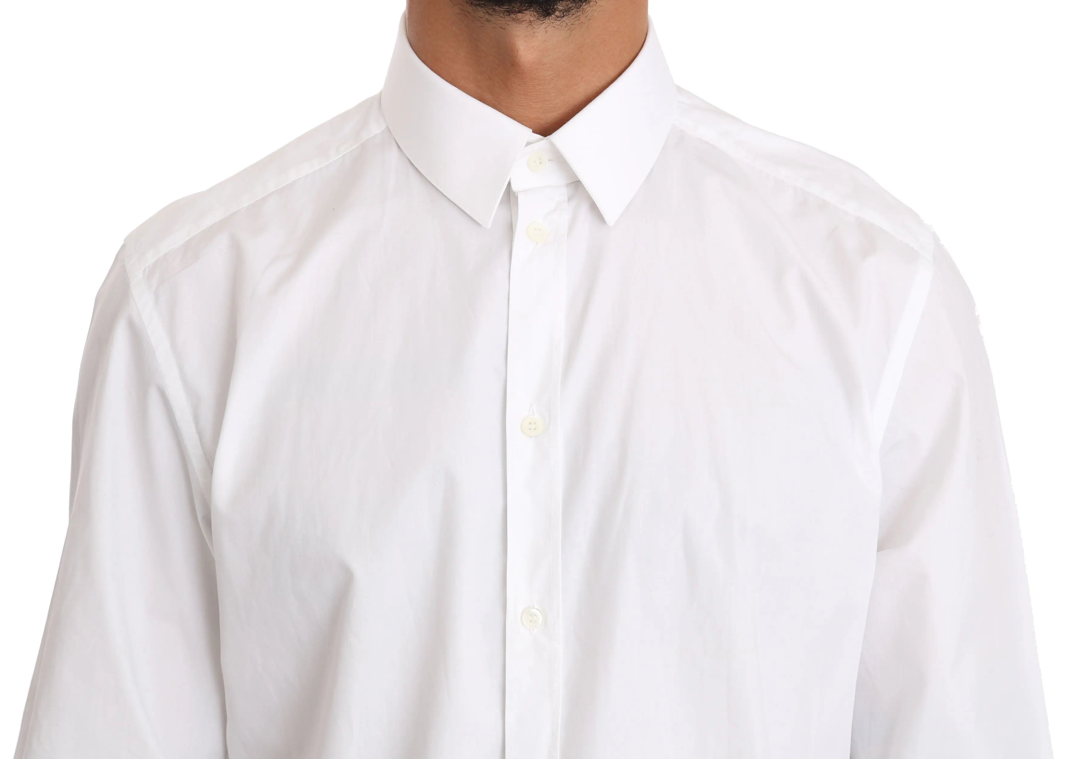 Dolce & Gabbana White Cotton GOLD Dress Shirt - Zeiniez