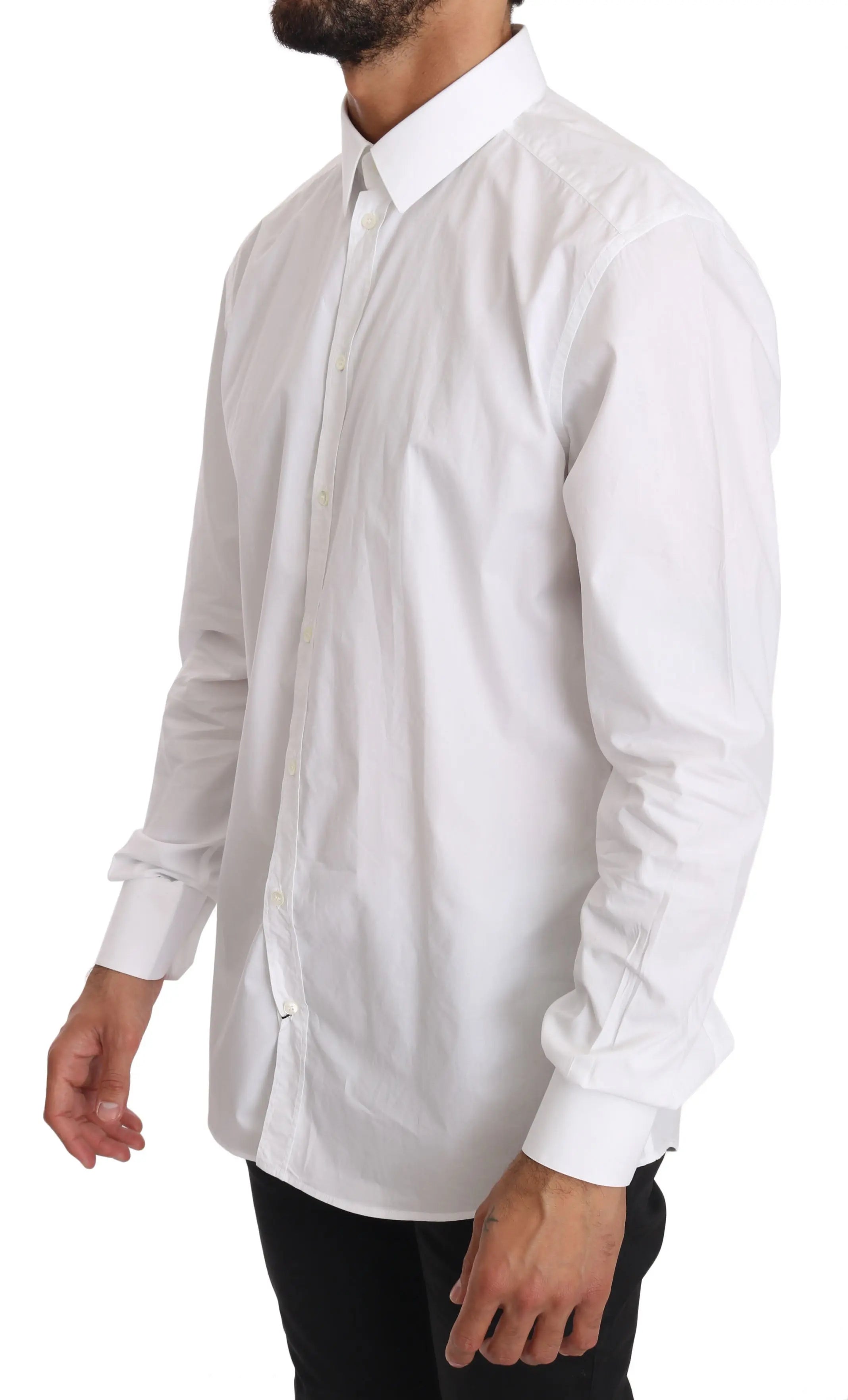 Dolce & Gabbana White Cotton GOLD Dress Shirt - Zeiniez