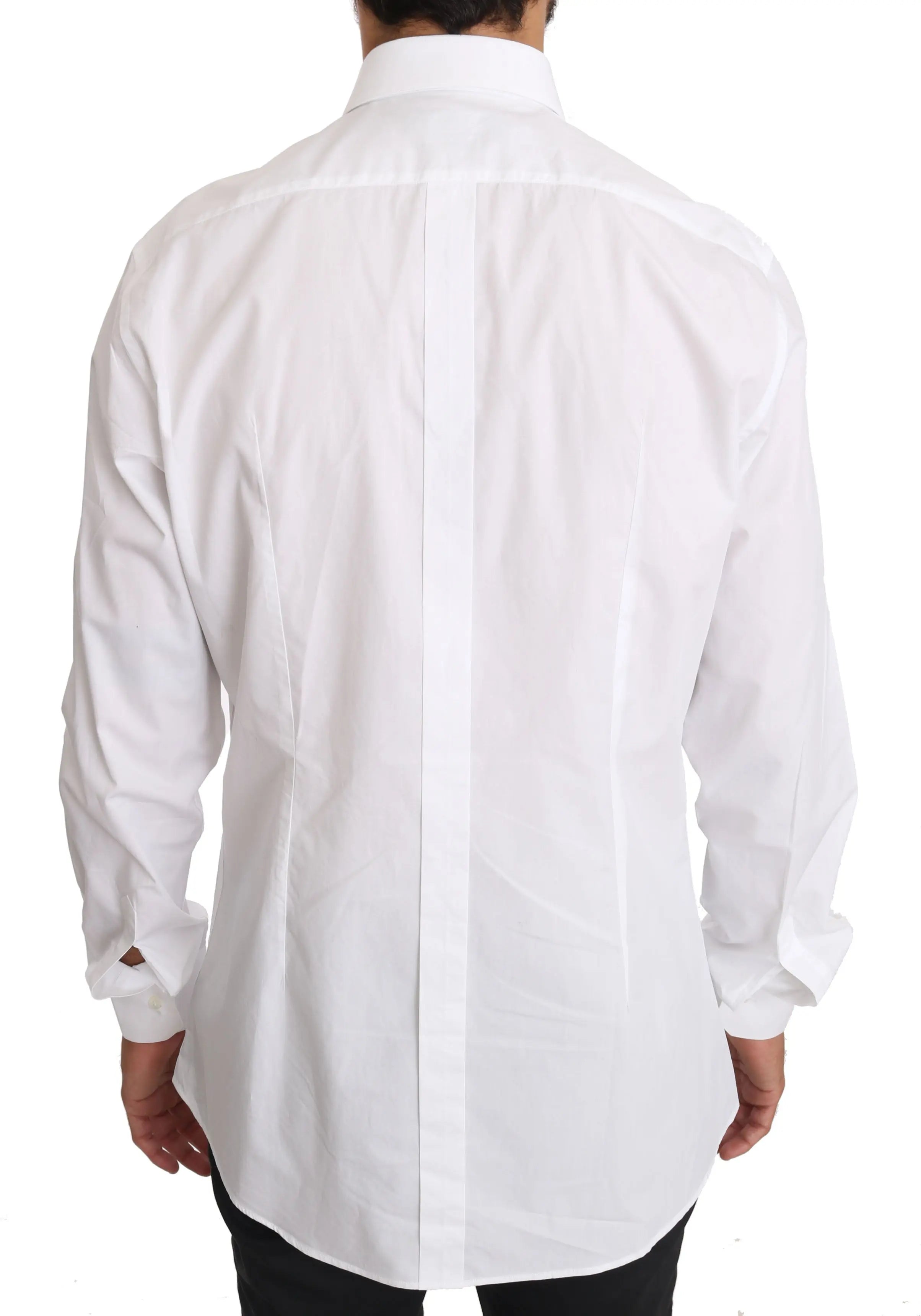 Dolce & Gabbana White Cotton GOLD Dress Shirt - Zeiniez