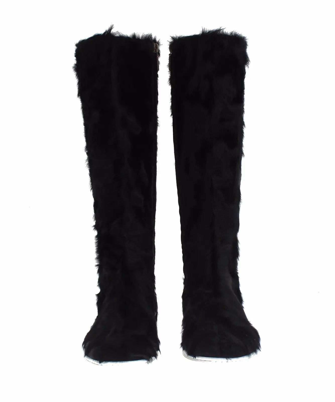 Dolce & Gabbana Black Xiangao Lamb Fur Leather Boots Dolce & Gabbana