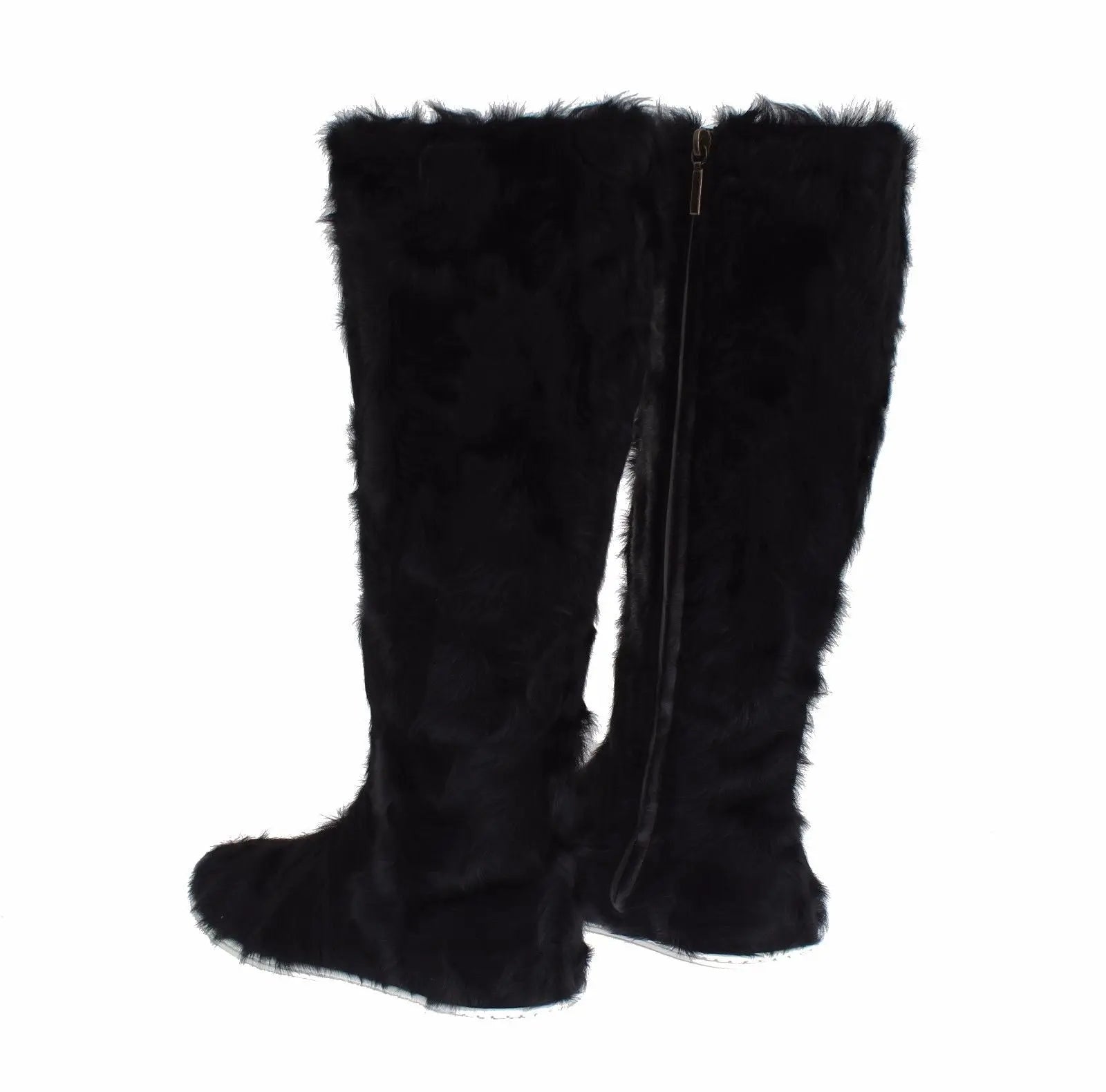 Dolce & Gabbana Black Xiangao Lamb Fur Leather Boots Dolce & Gabbana