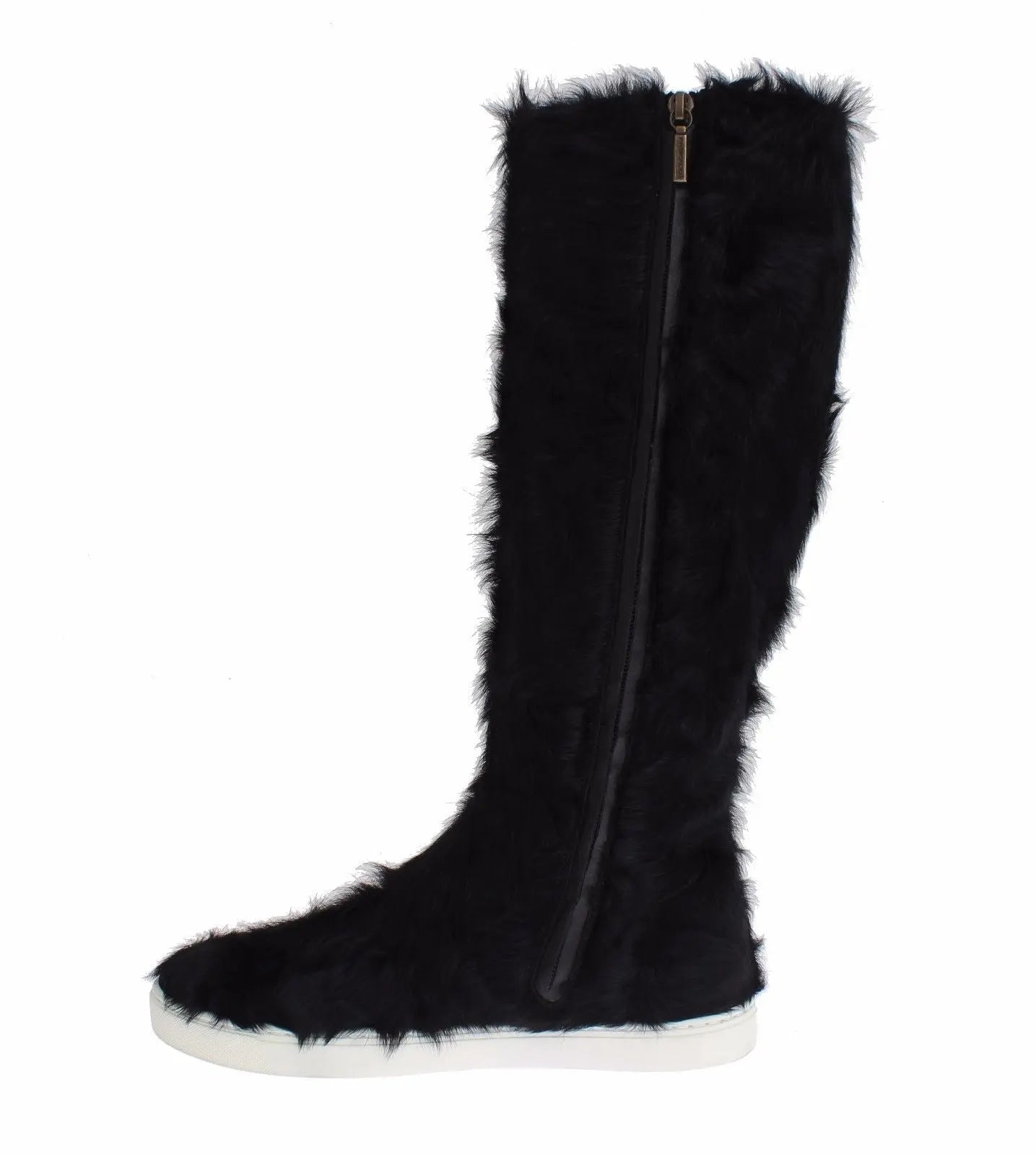 Dolce & Gabbana Black Xiangao Lamb Fur Leather Boots Dolce & Gabbana