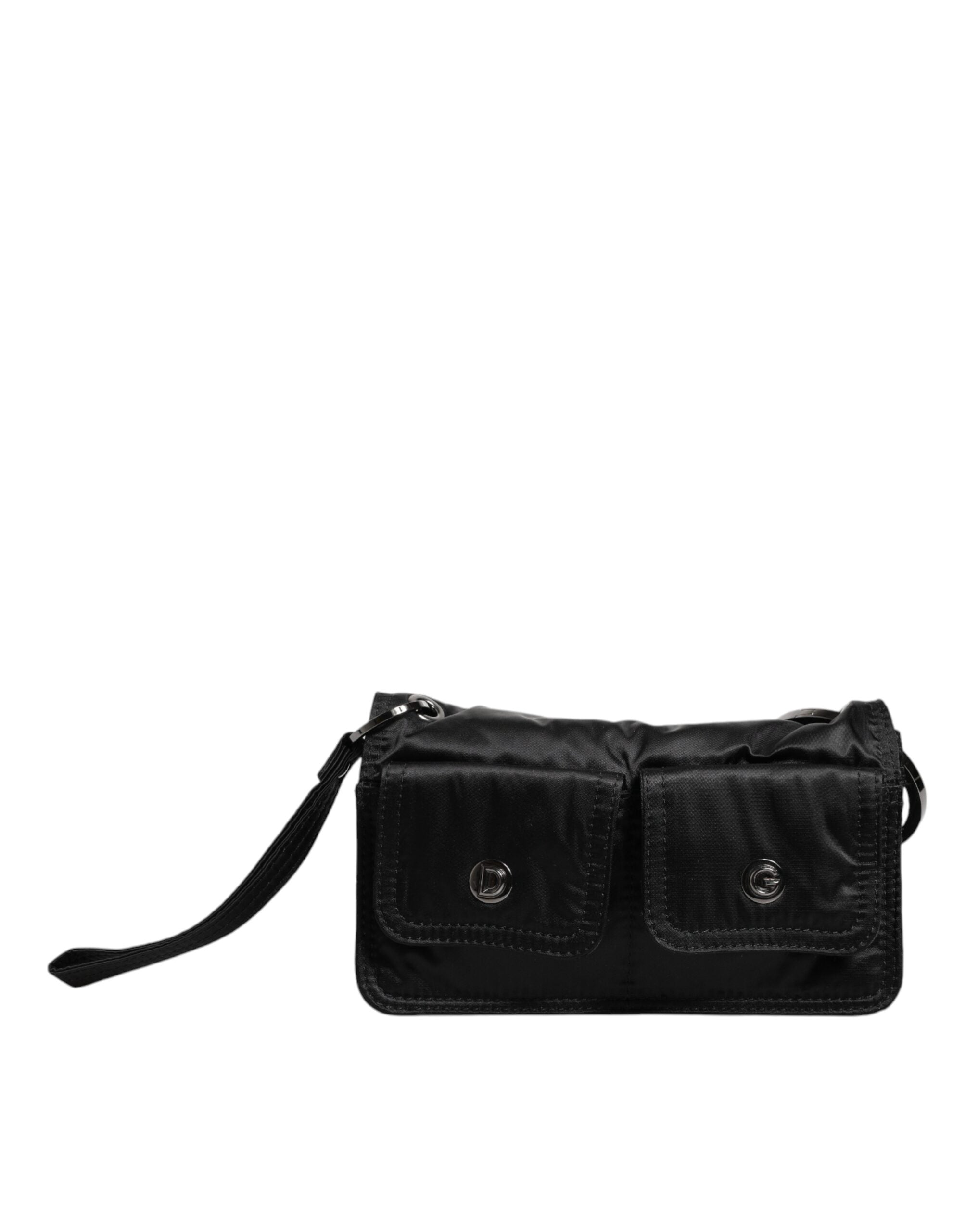 Dolce & Gabbana Black Fabric Logo Two Way Clutch Crossbody Bag - Zeiniez