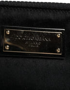 Dolce & Gabbana Black Nylon Logo Plaque Keyring Pouch Clutch Bag - Zeiniez