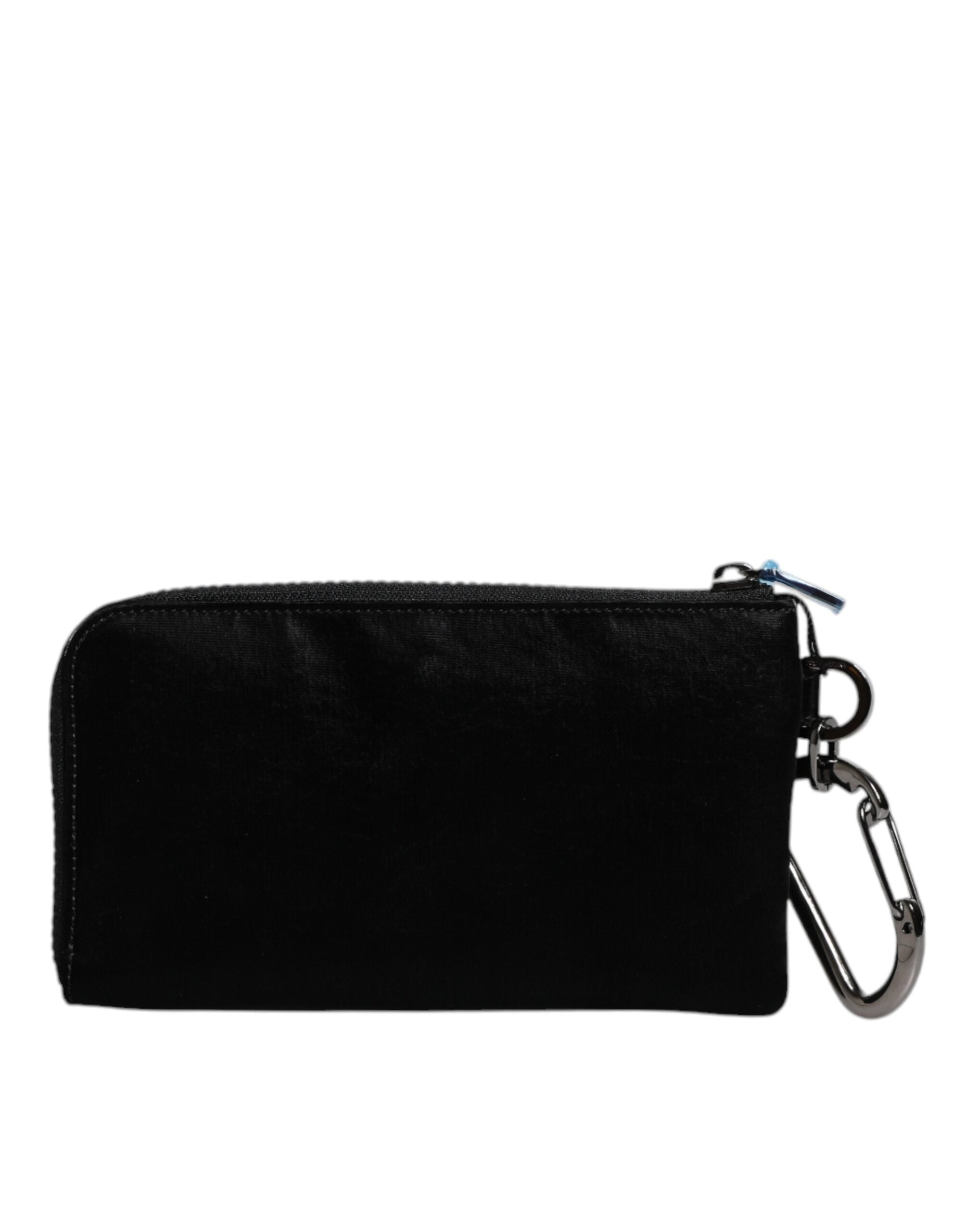 Dolce & Gabbana Black Nylon Logo Plaque Keyring Pouch Clutch Bag - Zeiniez