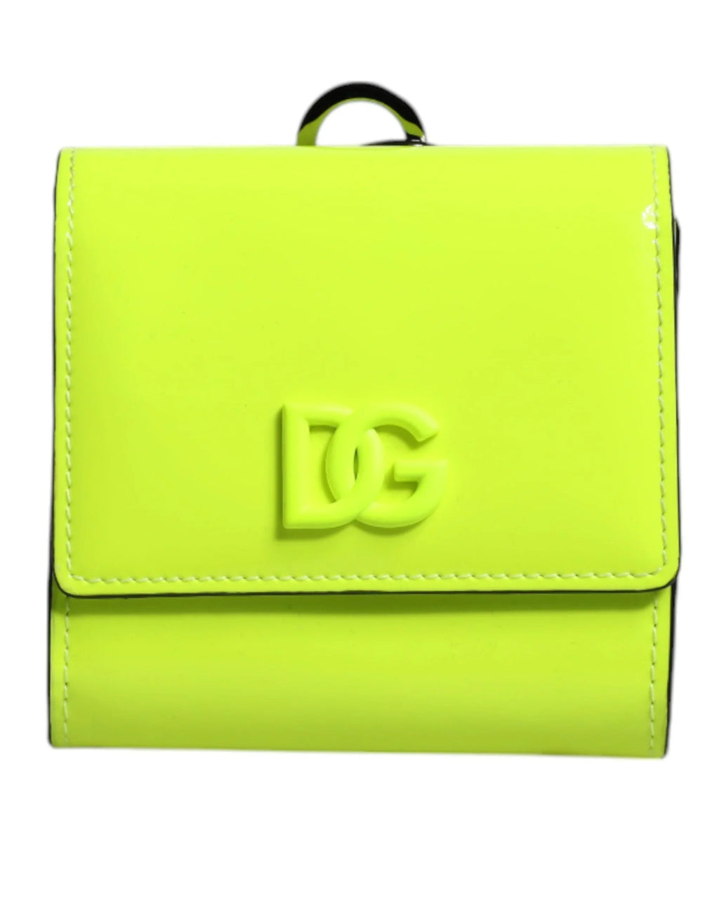 Dolce & Gabbana Yellow Green Bifold DG Logo Neck Strap Cardholder Wallet - Zeiniez