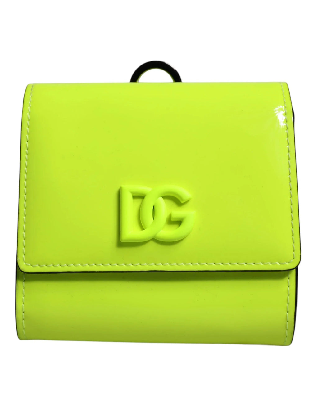 Dolce & Gabbana Yellow Green Bifold DG Logo Neck Strap Cardholder Wallet - Zeiniez
