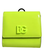Dolce & Gabbana Yellow Green Bifold DG Logo Neck Strap Cardholder Wallet - Zeiniez