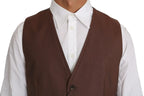 Dolce & Gabbana Brown Wool Silk Waistcoat Vest - Zeiniez