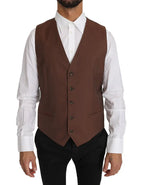 Dolce & Gabbana Brown Wool Silk Waistcoat Vest - Zeiniez