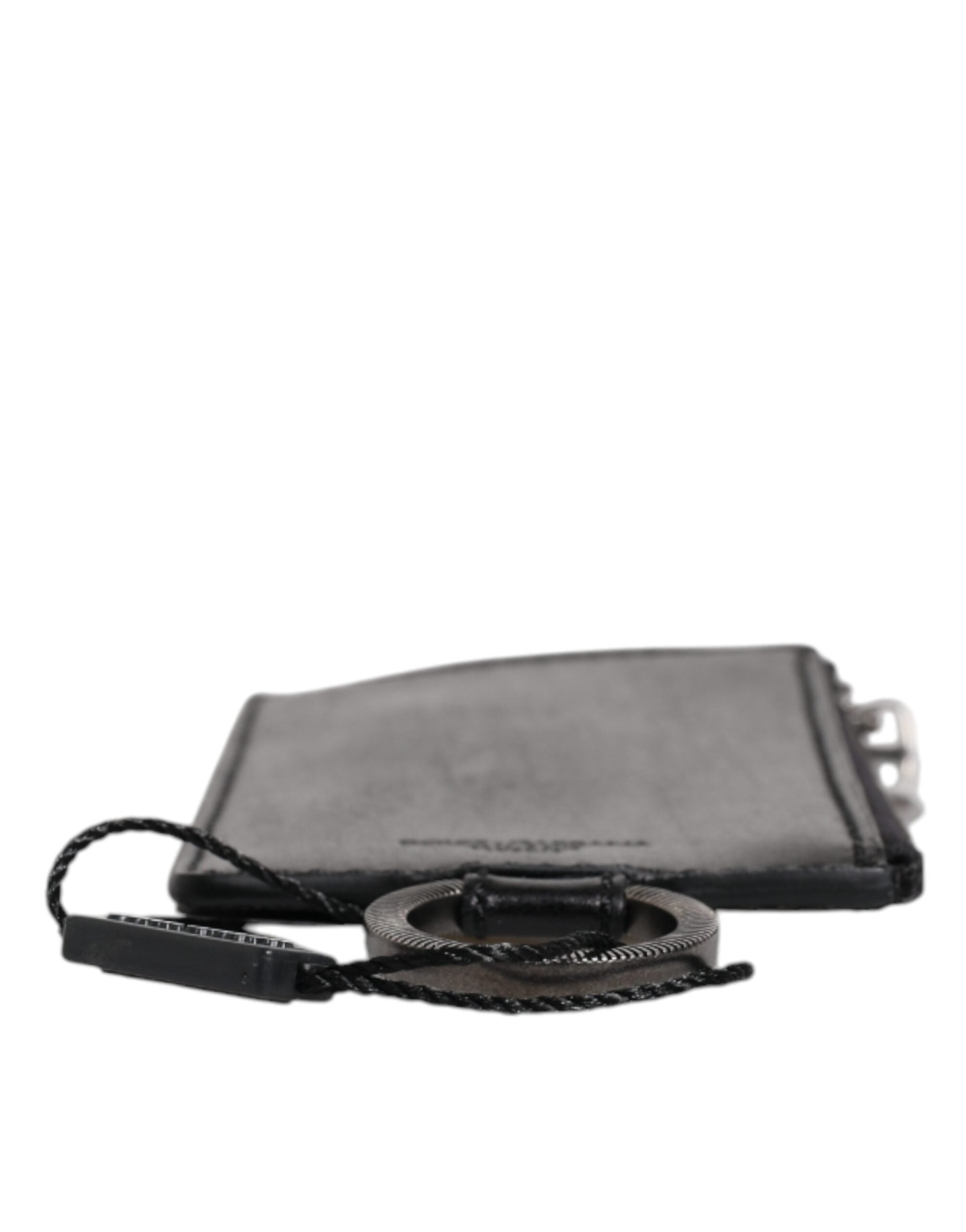 Dolce & Gabbana Black Horse Leather Lanyard Logo Card Holder Wallet - Zeiniez