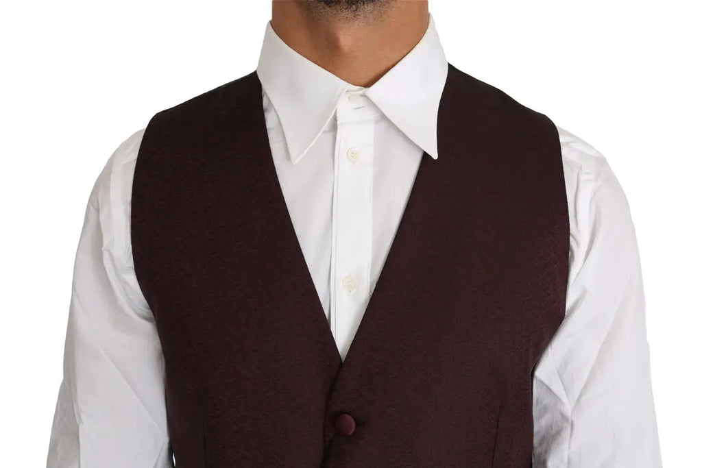 Dolce & Gabbana Purple Pattern Wool Silk Waistcoat Vest - Zeiniez
