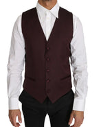 Dolce & Gabbana Purple Pattern Wool Silk Waistcoat Vest - Zeiniez