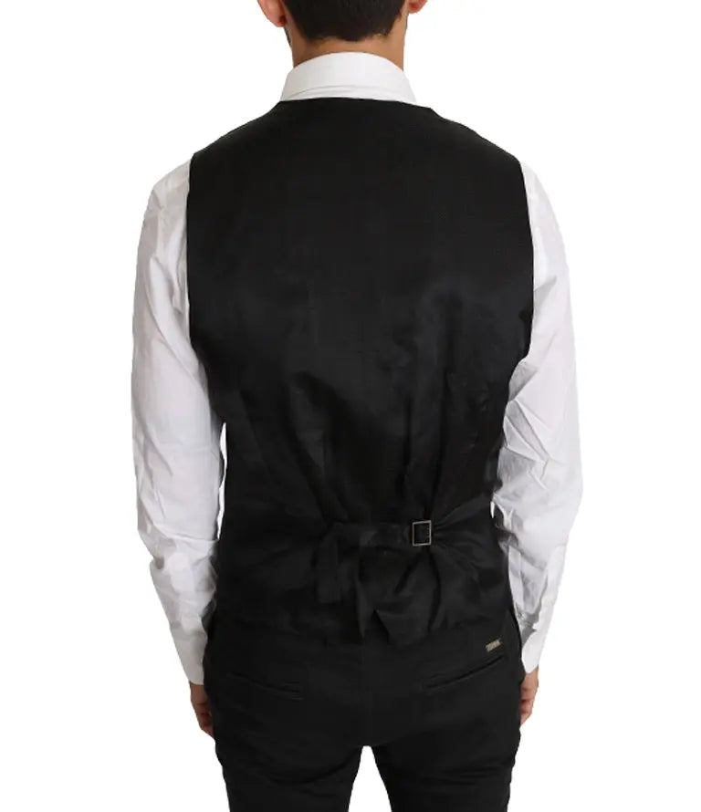 Dolce & Gabbana Gray Solid 100% Wool Waistcoat Vest - Zeiniez