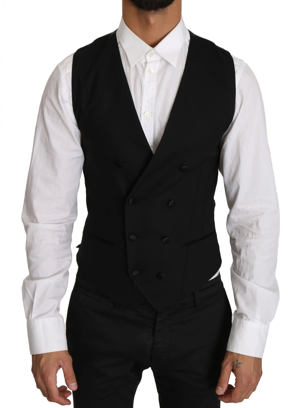 Dolce & Gabbana Gray Wool Double Breasted Waistcoat Vest - Zeiniez