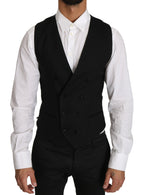 Dolce & Gabbana Gray Wool Double Breasted Waistcoat Vest - Zeiniez