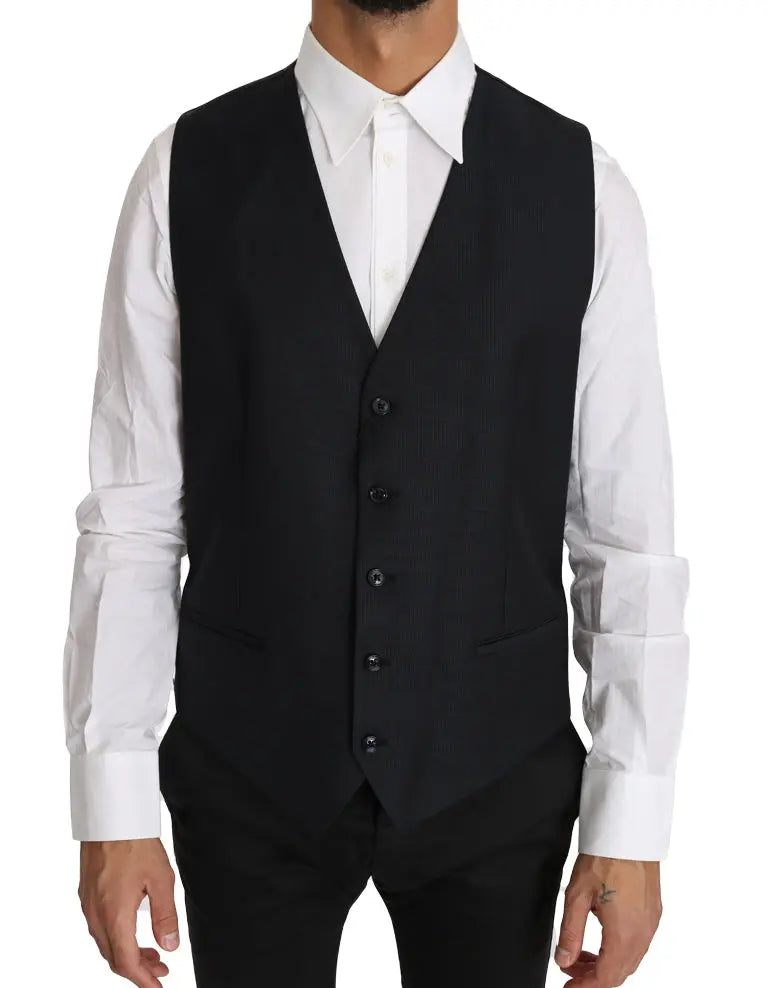 Dolce & Gabbana Gray Wool Silk Waistcoat Vest - Zeiniez