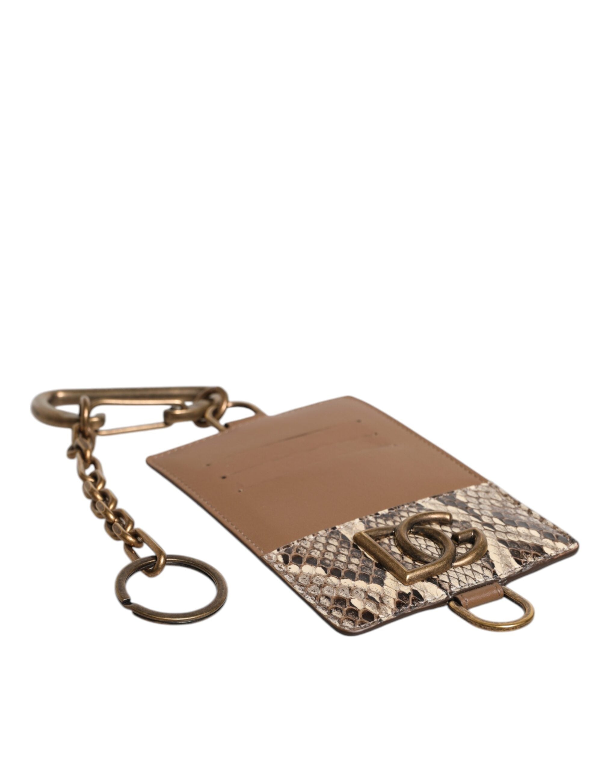 Dolce & Gabbana Brown Exotic Leather Card Holder DG Logo Plaque Wallet - Zeiniez