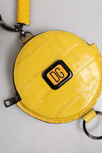 Dolce & Gabbana Yellow Round Leather DG Logo Coin Purse Lanyard Wallet - Zeiniez