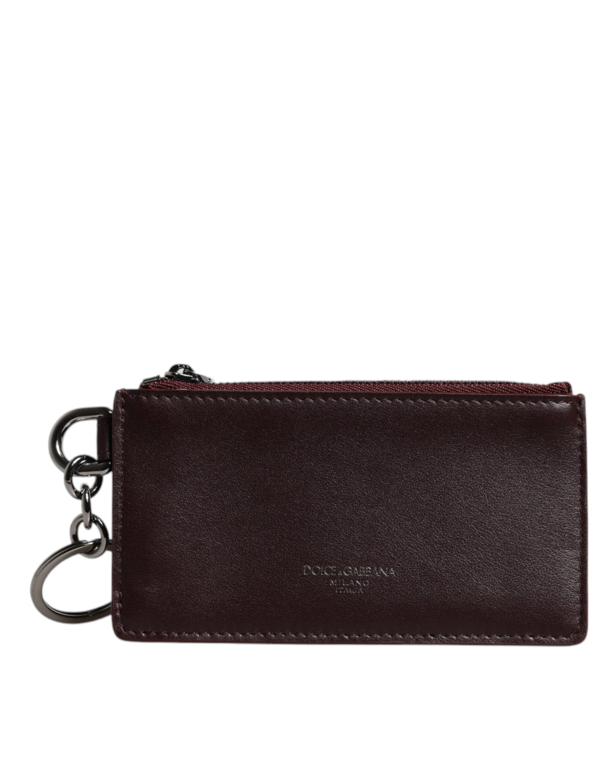 Dolce & Gabbana Brown Calfskin Leather DG Logo Card Holder Wallet - Zeiniez