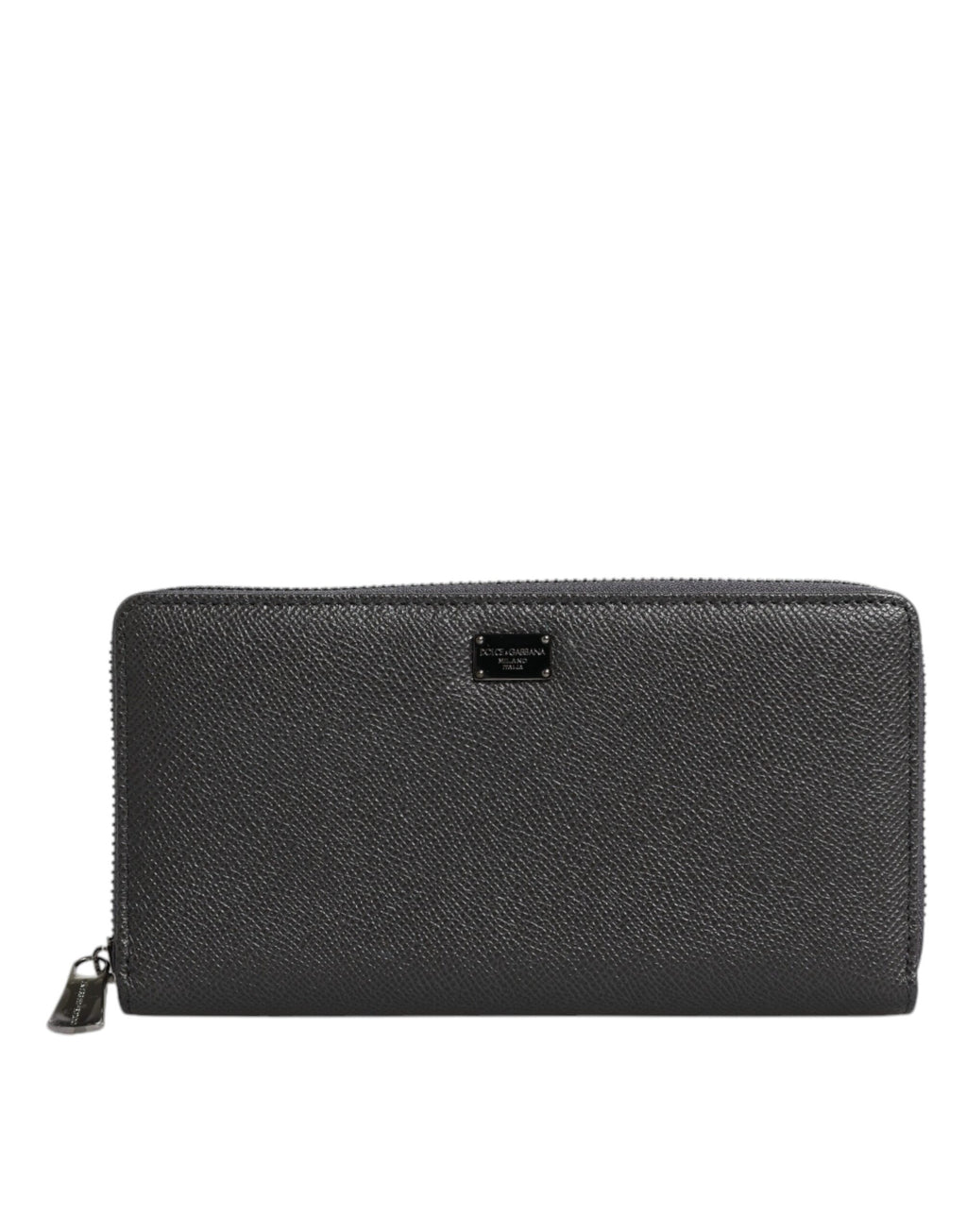 Dolce & Gabbana Dark Gray Leather DG Logo Zip Around Continental Wallet - Zeiniez